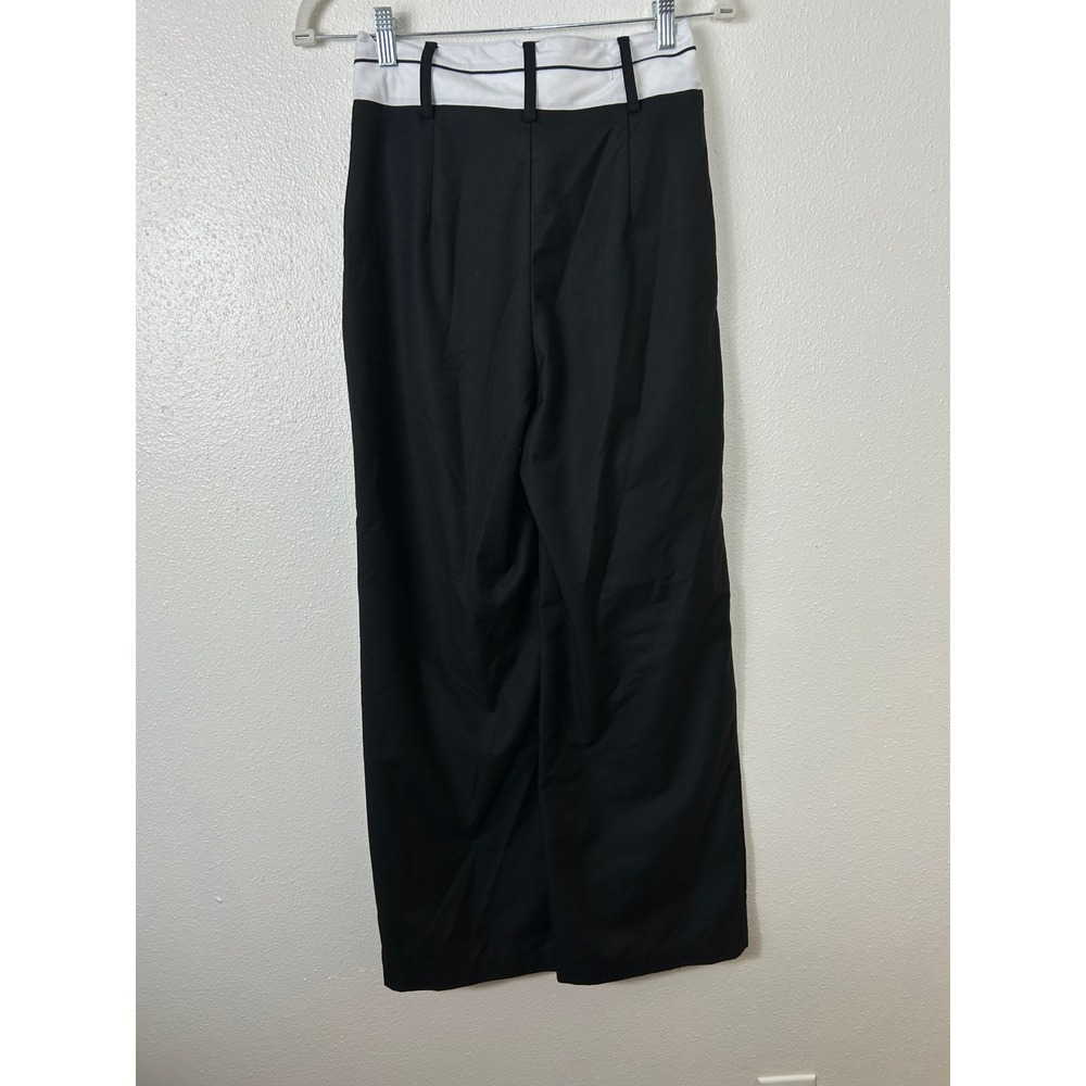 Commense NWT Asymmetrical Contrast Waistband Wide Leg Dress Pants Black XS - Picture 9 of 10